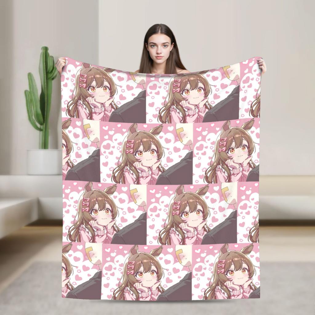 Umamusume Pretty Derby Mejiro Blanket Fleece Autumn/Winter  Portable Lightweight Throw Blanket for Bed Bedroom Rug Piece