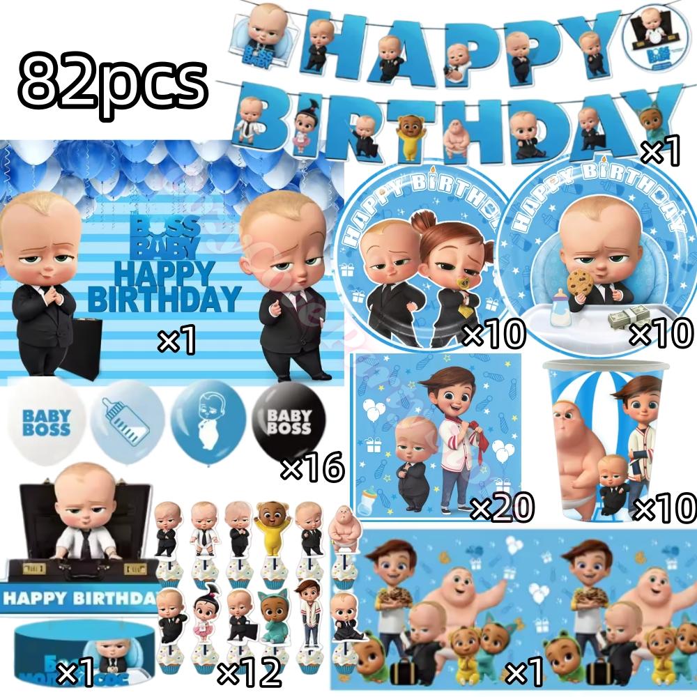 Bossed Baby Theme Birthday Party Decoration Newborn 1St Tableware Set Plate Cup Balloons For Kids Baby Shower Party Faovrs Gifts