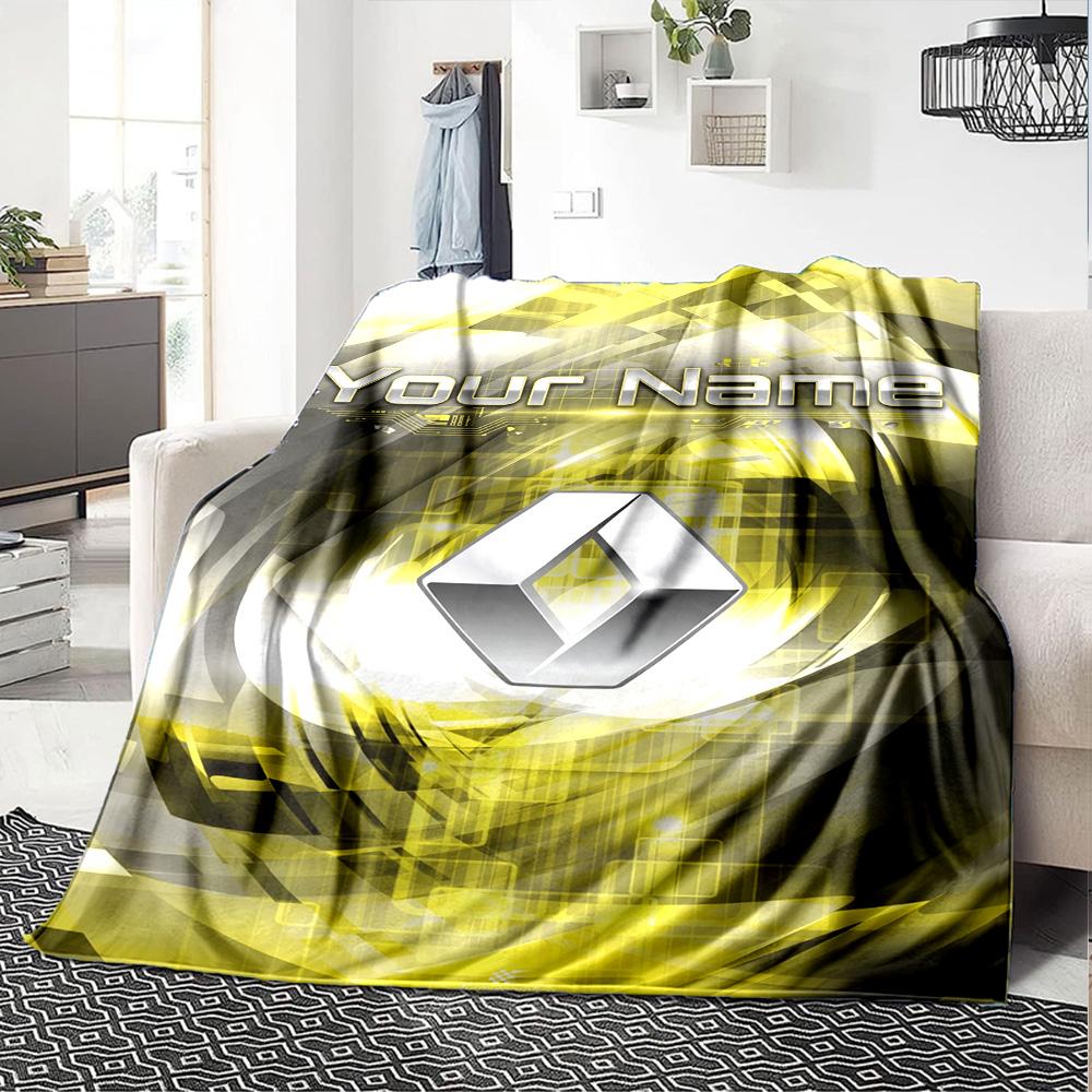 Renault Personalized Text Blanket Gift Customizable Blanket Ultra-Soft for Bedding Home Decor Picnics Living Room Ideal for All Seasons
