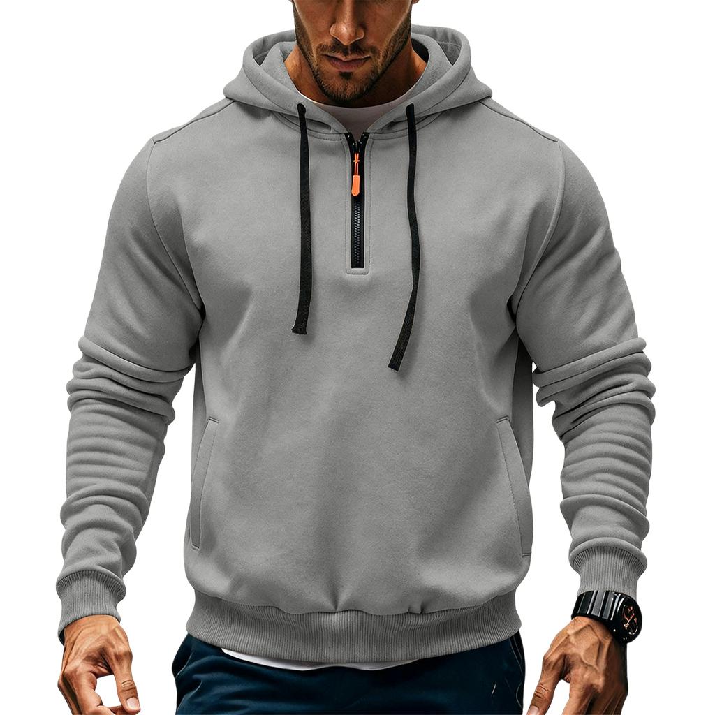 Men's Fleece Hoodie Casual Long Sleeve 1/4 Zipper Pullover Sweatshirts