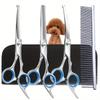4pcs Professional Pet Grooming Scissors Set - Safety Tips for Dogs & Cats - Includes Straight, Thinning & Curved Shears with Comb and Storage Bag