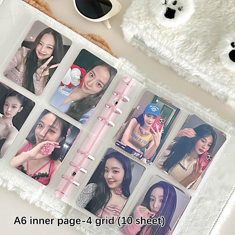 A6 Binder Photo Album Cute Ballet Style Bowknot Plush Photocard Holder Kpop Idol Collect Book Album Notebook Stationery