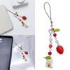 Stylish Strawberry Rabbit Phone Lanyard Fashionable Beaded Keychain Resin and Alloy Charm for Mobile Phones and Wallets