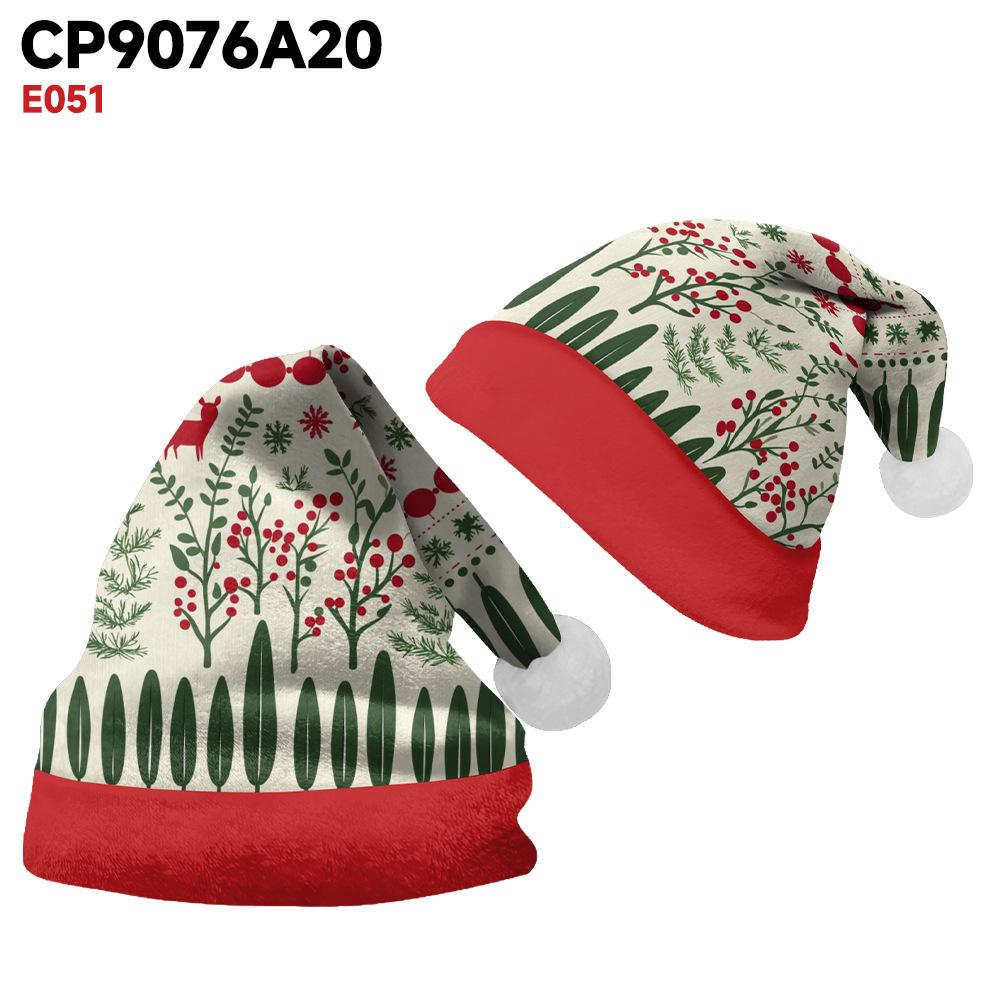2024 Santa Claus Print Velvet Plush Christmas Hat for Adults & Kids - Double-sided Fleece