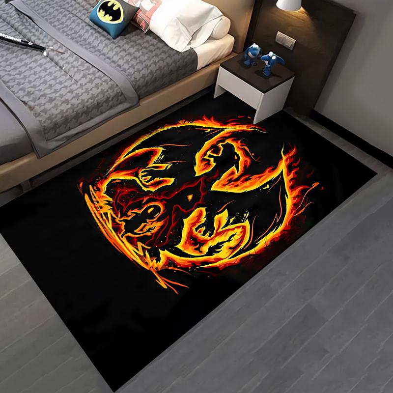 P-P0kem0n C-Charizard Cartoon Dragon Printed Carpet Living Room Bedroom Mat Sofa Kids Room Large Area Decorative Rug Potdemiel
