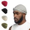 Men Autumn Winter Solid Color Turban Hat Ethnic Style Pigtail Vintage Head Wrap Warm Breathable Comfortable Pullover Hat