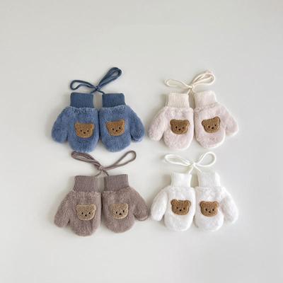 1 пара детских шерстяных варежек Kawaii, кукла, перчатки с медведем для малышей, мальчиков и девочек, теплые уличные лыжные перчатки, осенне-зимние перчатки для детей от 1 до 4 лет