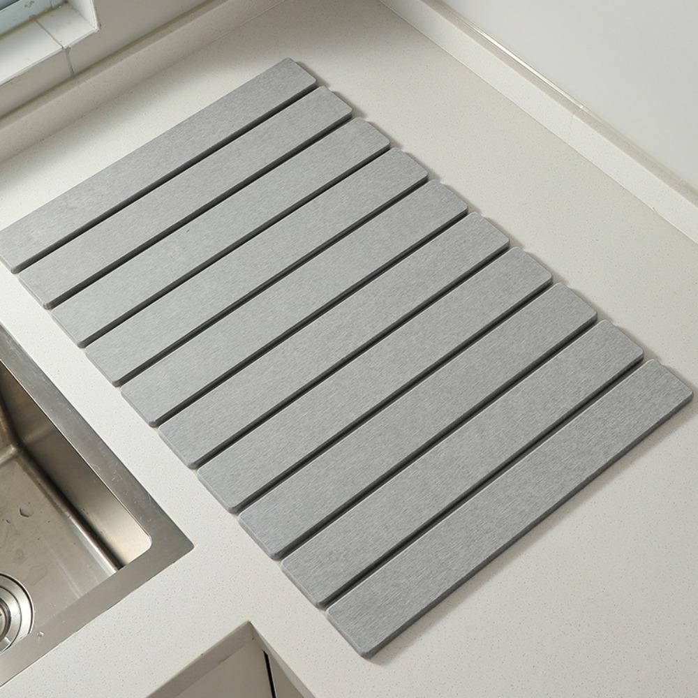 Foldable Dish Drainer Mat Absorbent Placemat Bathroom Rug Stone Dish Drying Mat Sink