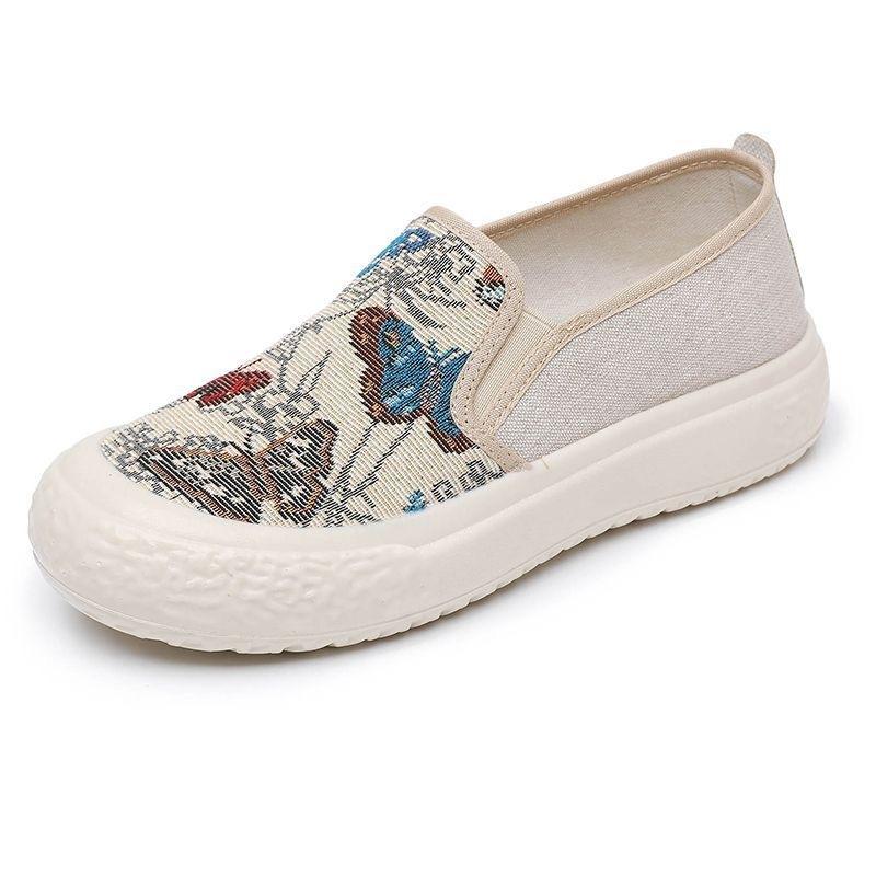 2024 Spring New Loafers Canvas Women's Shoes Lazy One-pedal Platform Fisherman Shoes Fashion Casual Cloth Shoes Women