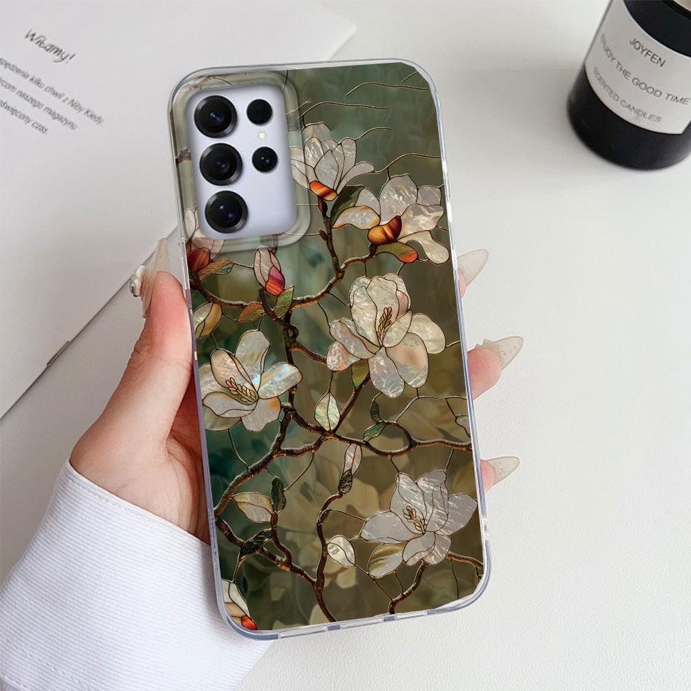 Чехол для телефона Samsung Galaxy S24 S26 Ultra S22 S23 S21 Plus S20 FE Корейский Ретро Художественный Градиентный Цветок Розы Женский tpu Чехол Ударопрочный Силикон