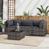 VidaXL Garden Lounge Set 4 Pcs with Cushions Grey Wicker, Outdoor Lounge Set, Furniture Set 319767
