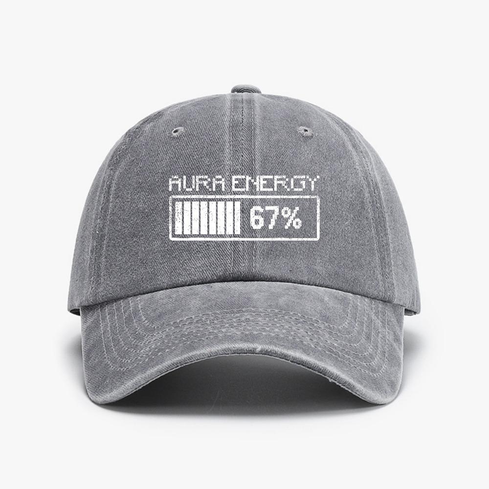 Aura Energy At 67 Funny Six Seven Meme Gen Alpha Slang hat for Unisex Women Adjustable Washed Cowboy Baseball Cap