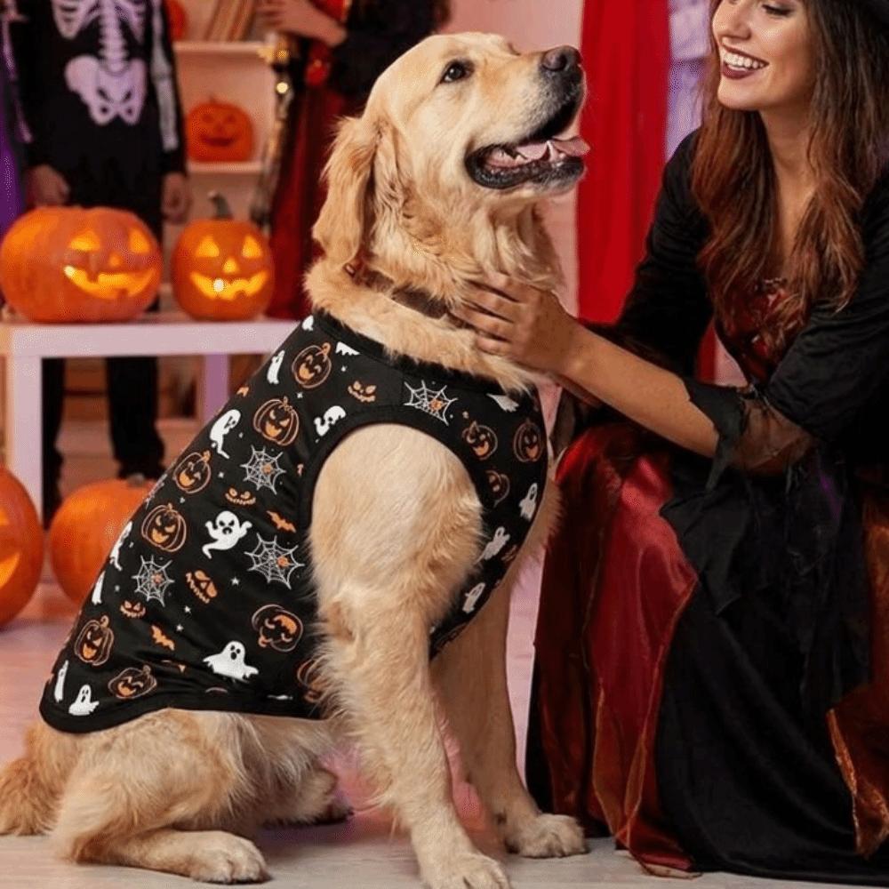 Lightweight Halloween Pet Vest Stretchy Cooling Jacket Pet Pumpkin Print Vest Pet Party