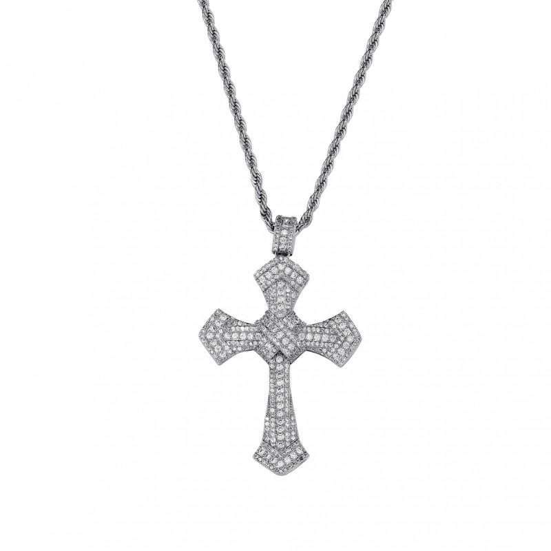 Hip Hop CZ Crystal Cross Pendant Necklace Men Women Gold Or Tone Chunky Chain Jewelry Accessory