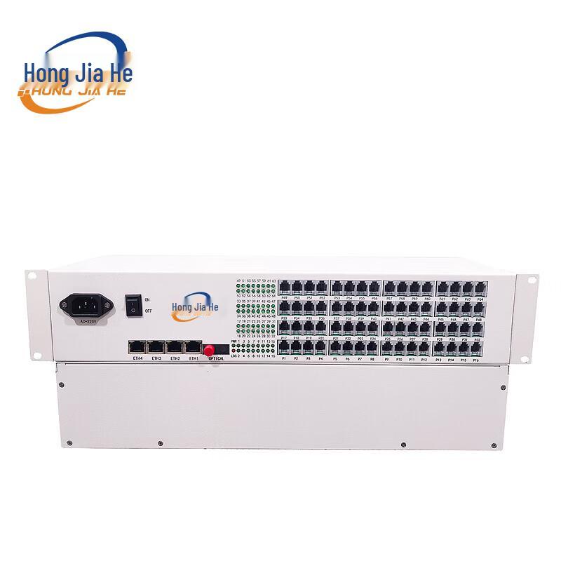 Hongjiahe JH-P64FE4 64-канальный телефонный и 4-портовый быстрый Ethernet оптоволоконный приемопередатчик