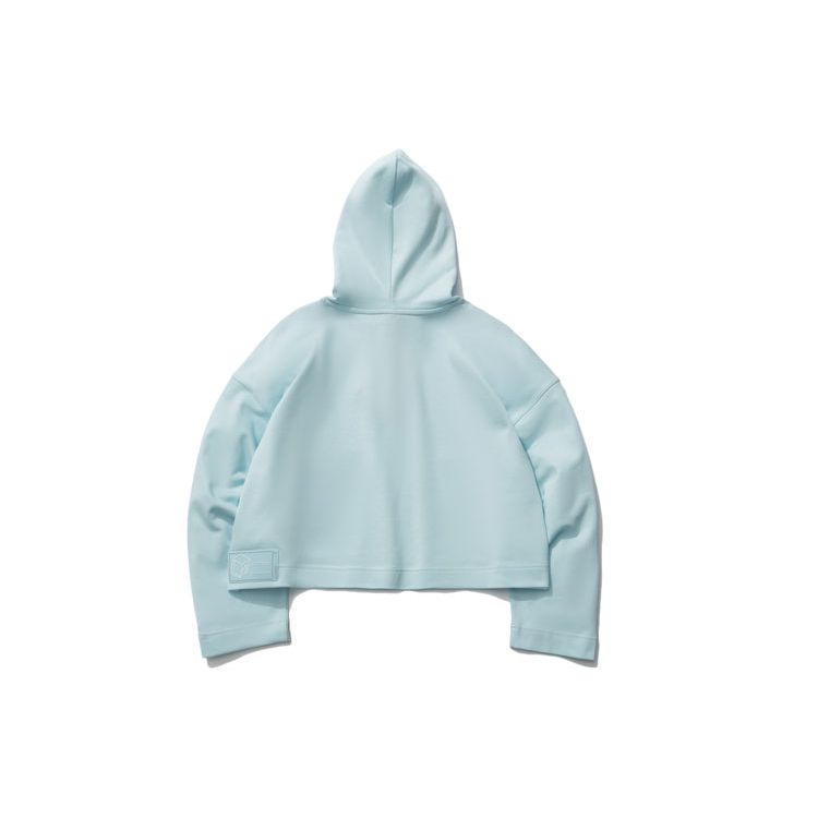 Женская толстовка Li Ning Sports Fashion Series с вышитыми буквами и коротким капюшоном, светло-голубая AWDR374-3