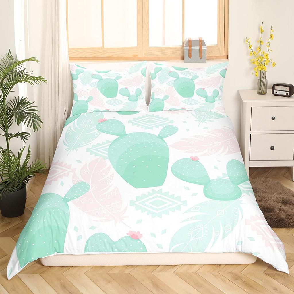 Комплект постельного белья с тропическим ботаническим рисунком, наброском луковичного кактуса, рисунком, пододеяльником, милыми пустынными растениями, пододеяльником с цветочным узором