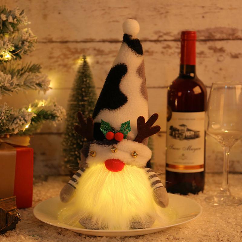 2024 Рождественская кукла Эльф Вязаный Гном со светодиодным ночным светом Рождественские украшения для дома Рождество Навидад Новый год 2025 Подарок