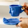 Face Shape Kissing Face Cups With Tray Coffee Cup Unique Artistic Ceramic Mug  Home Use