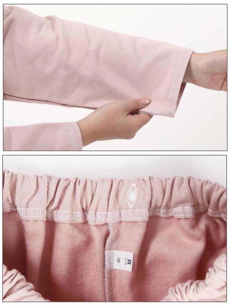 Pajama Family Long Sleeve Pajama Fluffy Cotton Made In Stand Front LL Women's Set, 100% Cotton, Blanket, Japan, 2-Way Collar, Shirt, Opening,