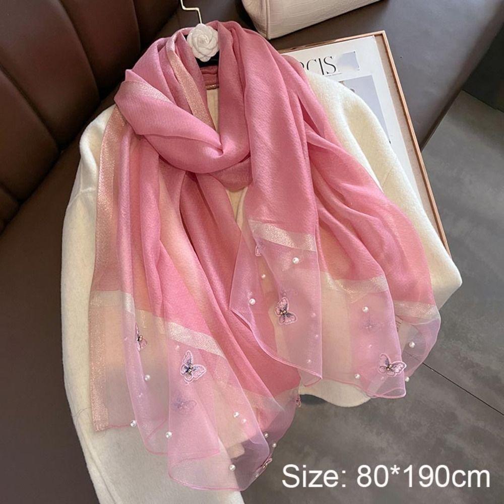 Butterfly Butterfly Embroidered Scarf Breathable Bandana Luxury Headkerchief Spring