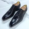 Luxury Mens Wedding Oxford Shoes Black Brown Genuine Leather Snake Print Men's Dress Shoes Lace Up Business Formal Shoes for Men