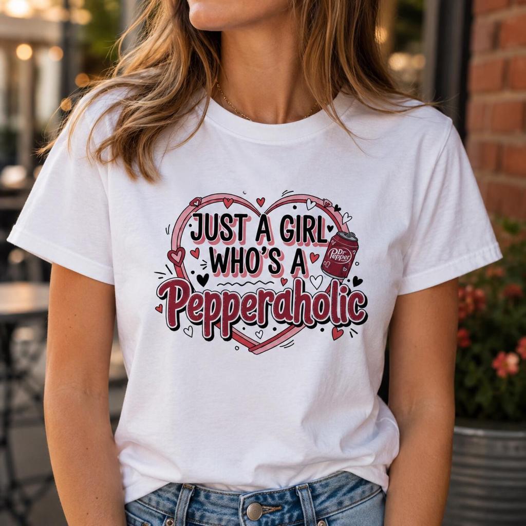 Just A Girl Who Loves Cherry Cola Cute Heart Graphic Streetwear T-Shirt