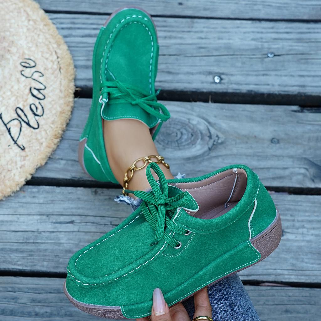 Fashion New Arrival Women Casual Shoes 2025 Suede Leather Flats Sneakers Lace Up Moccasins Ladies Shoes Fashion Loafers Plus Size 36-43