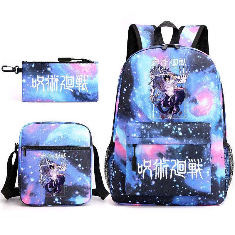 Teen Animation Backpack Elementary School Student Fashion School Bag Three-piece Set