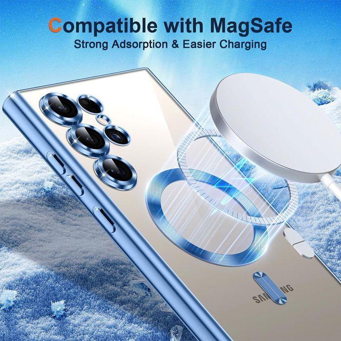 Coque Magnétique - BOOLING - pour Samsung Galaxy S26 Ultra - TPU Transparent Contour Bleu - 2 Vitre