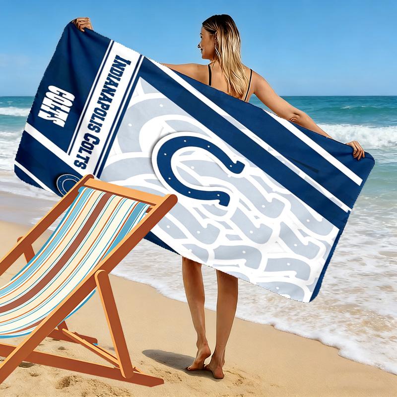 Indianapolis Colts Print Beach Towel, Large Soft Quick Dry Towel for Beach Camping Swimming