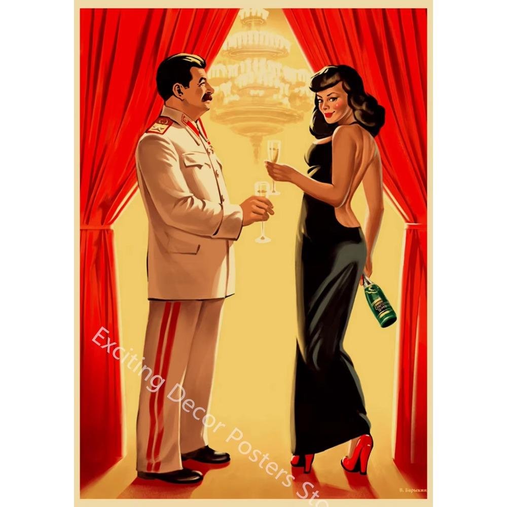 Бывший Советский Союз Сталин СССР CCCP Pin Up Girls Пропагандистские плакаты Главная Комната Бар Украшения Настенная Наклейка Искусство Живопись
