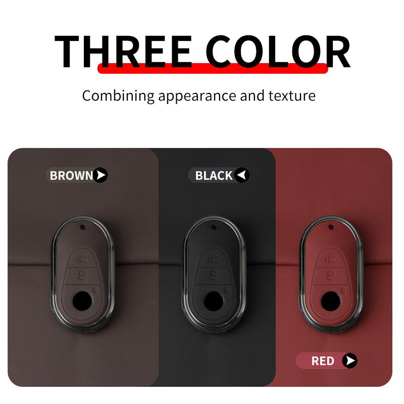 Styling Mouldings Metal Leather Car Key Case Cover For Mercedes Benz C E S Class GLC W206 W223 W214 E300 C260 C300 S450 S500 Key