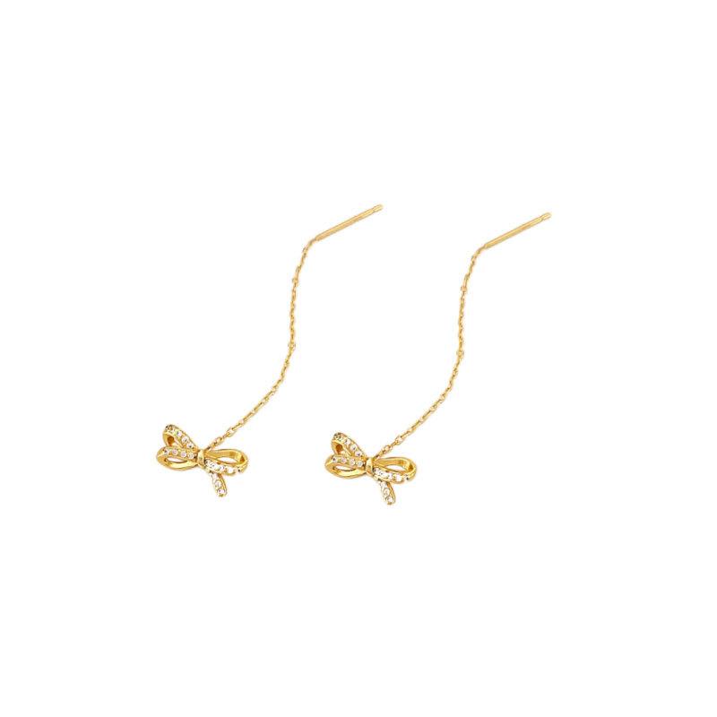 Sweet Girly Bow Ear Cable Mid-length Earrings Niche Design Trendy