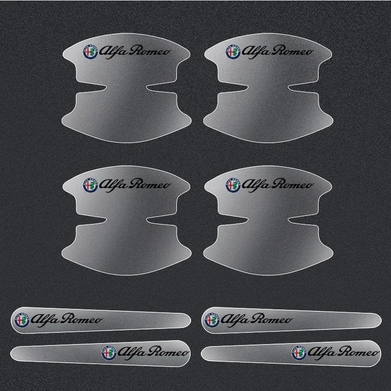 For Alfa Romeo 508 Car Sticker For Alfa Romeo 147 8Pcs Transparent Car Door Handle Bowl Decoration Badge Sticker For Alfa Romeo Stelvi qw2