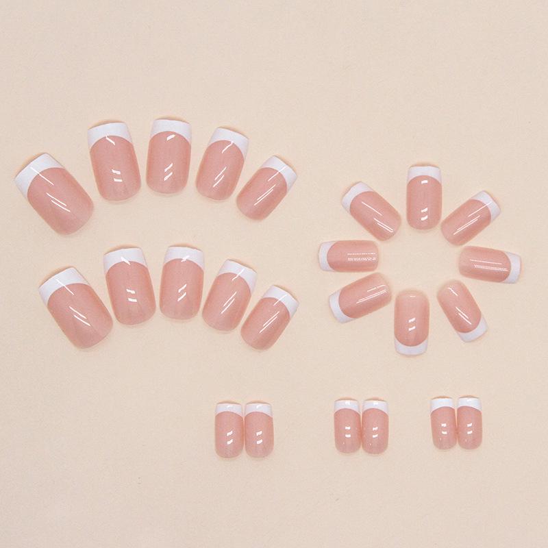 24-Piece Minimalist White Aurora French Manicure Medium-Long Square False Nails Set