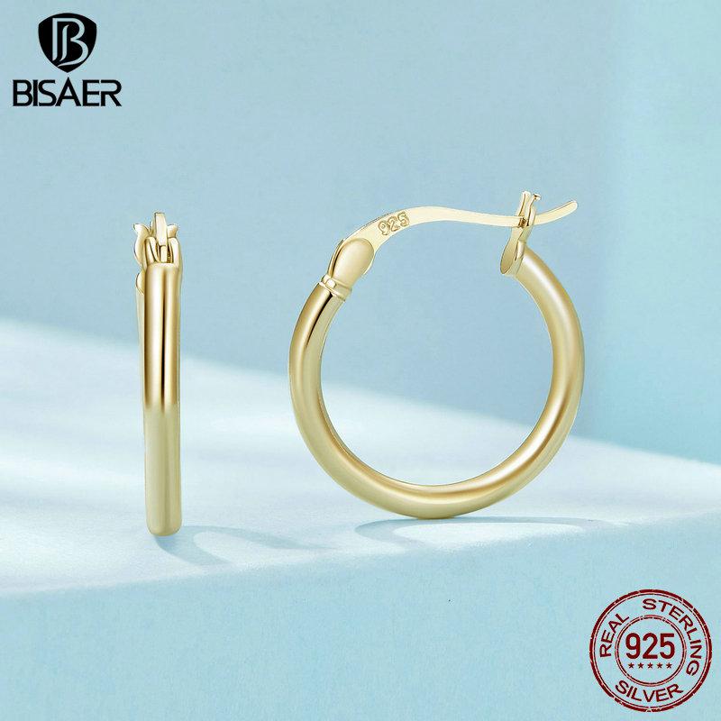 Bisaer Легкие серьги-кольца из стерлингового серебра 925 пробы, гипоаллергенные женские серьги-кольца с платиновым покрытием 14–24 мм