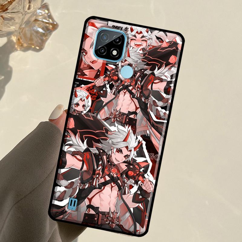 Чехол Genshin Impact Аратаки Итто для Realme C67 C75 C61 C55 C53 C51 C21Y C25S GT 6 6T 5 GT7 Pro 10 11 12 13 14 Pro Plus