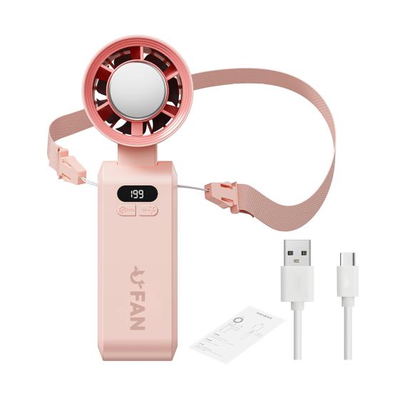 Personal Rechargeable Fan Air Cooler 1-199 Speed Adjustable Digital Display 105,000RPM Strong Airflow Foldable Cooling Fan