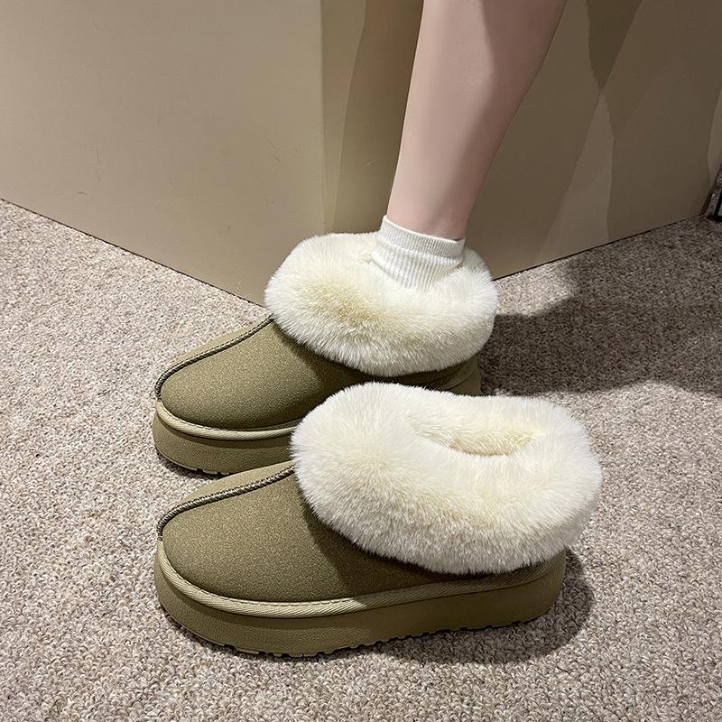 Autumn and Winter New Thick-soled Warm Snow Boots Women's Thickened Warm Fur Integrated Outer Wear One Pedal Hair Boots