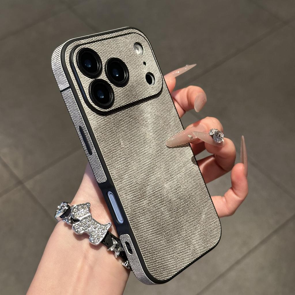Solid Leather Phone Case for iPhone 17 Air 16 15 14 Plus 13 12 11 Pro Max Soft Silicone Bumper Matte Shockproof Cover