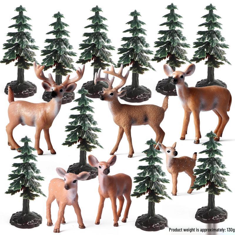 Christmas Forest Animal Ornaments Set: Deer, Elk, Reindeer, and Squirrel Models