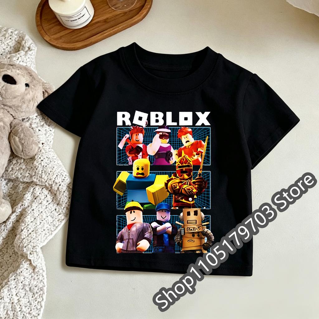 Kids Roblox Summer Print TShirt Colorful Graphic Tee for Gaming Fans Fashionable and comfortable and Comfortable Childrens Top