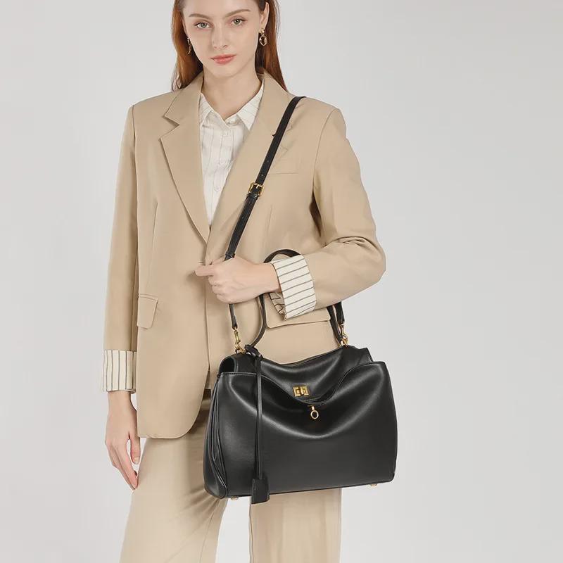 Genuine Leather High-End Women's Tote & Crossbody Bag - Large Capacity Handbag