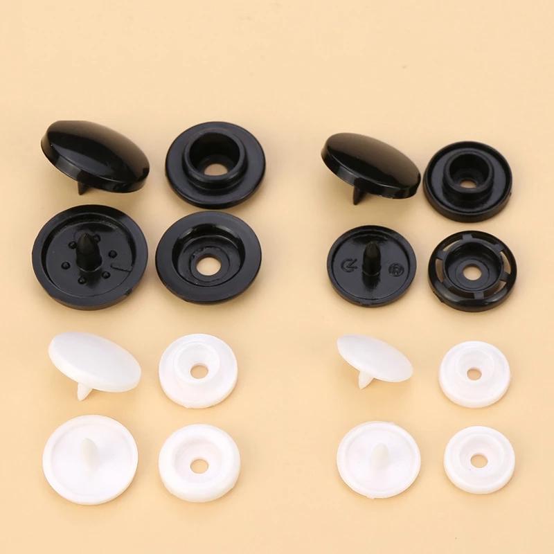 White Snaps Button Fasteners Press Stud Poppers T3/T5/T8 Round Plastic Garment Sewing Accessories For Baby Clothes Clips Quilt