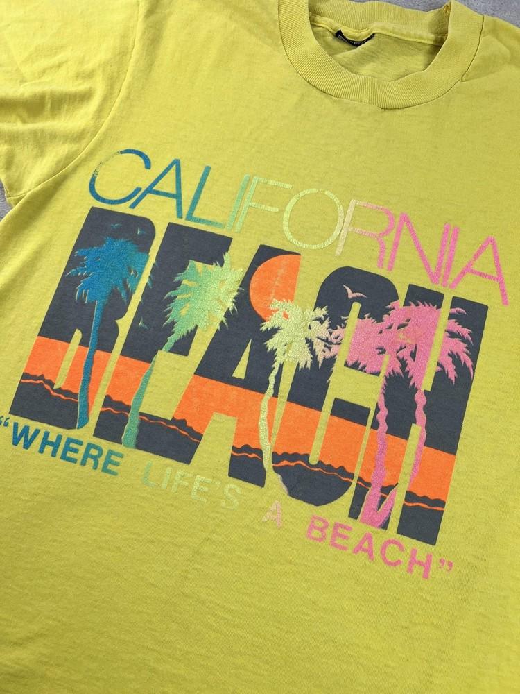 Vintage 90s California Beach Shirt Mens Medium Single Stitch Palm Trees LA Unisex T-Shirt