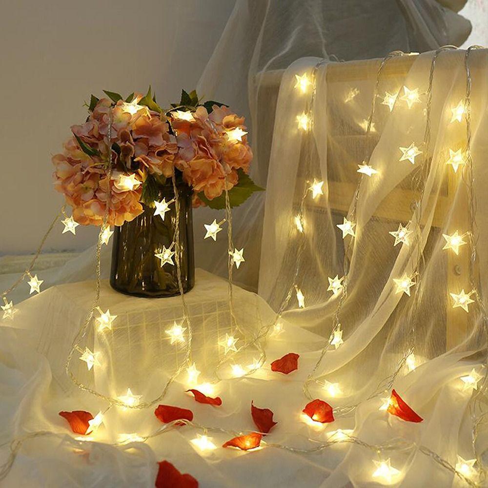 PVC Star Light String Battery Powered Fairy Lights Copper Wire Starry Light Hanging On Walls