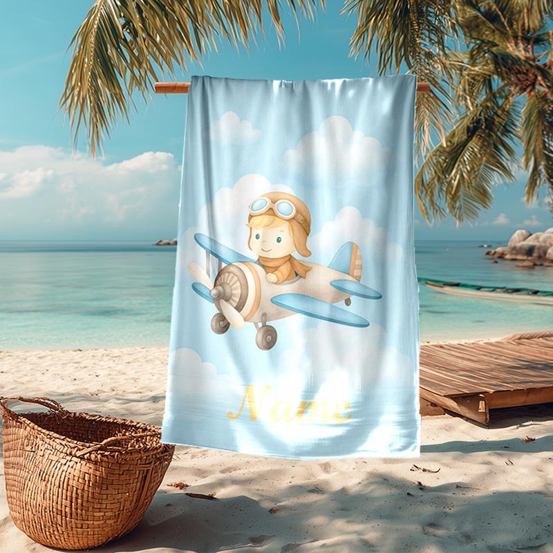 Custom Name Ultra-Soft Beach Towel with Bear Theme,Ideal for Pool - Camping, Diving - Perfect Travel Essential, Vibrant Beach Towel.