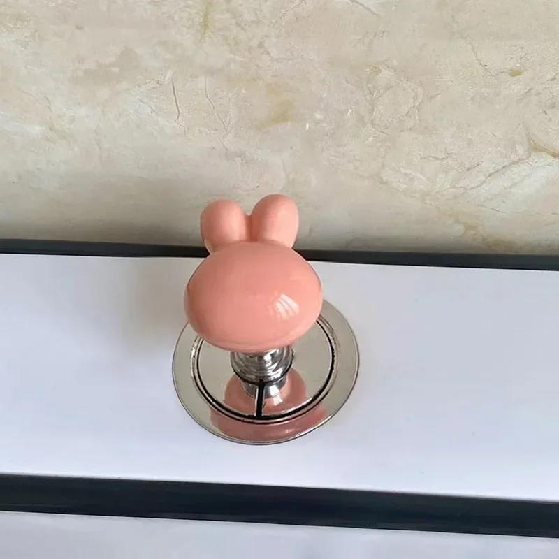 Кнопка для унитаза в форме сердца, милый кролик, кнопка слива унитаза, кнопка для бачка, защитная кнопка для ногтей, аксессуары для ванной комнаты