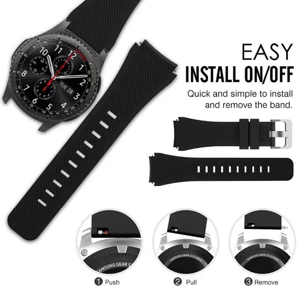 Классический силиконовый ремешок 22 мм для Samsung Watch 3/Gear S3 Frontier/Huawei Watch 3/3 Pro/GT/2 спортивный ремешок для Amazfit GTR/Stratos/Pace